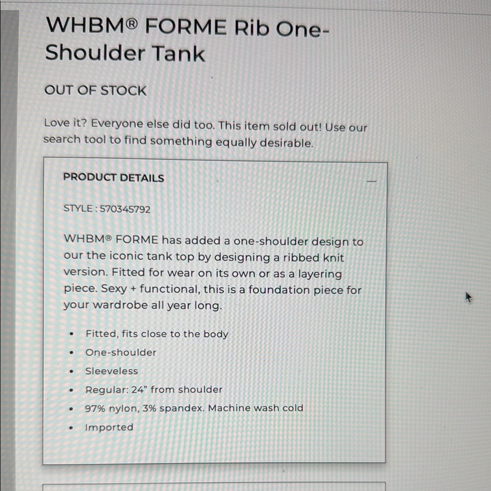 WHBM FORME Rib One-Shoulder Tank Top - Picture 4 of 9